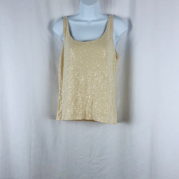 Talbots cream colored sequin front tank top MP - Picture 1 of 7